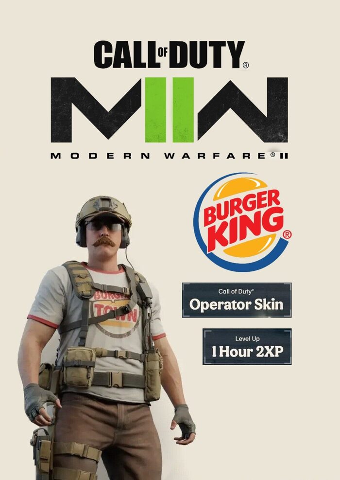 Call of Duty®: Modern Warfare® II - Burger King Operator Skin + 1 Hour 2XP (DLC) Código de www.callofduty.com GLOBAL